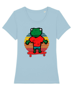 Broasca Pe Skateboard Tricou mânecă scurtă guler larg fitted Damă Expresser