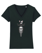 Amuzant Pentru Motociclisti Si Iubitori De Caini Tricou mânecă scurtă guler V Damă Evoker