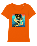 Cool Girl Tricou mânecă scurtă guler larg fitted Damă Expresser