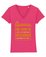 Queens Are Born In December  Tricou mânecă scurtă guler V Damă Evoker