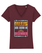 Queens Are Born In December  Tricou mânecă scurtă guler V Damă Evoker