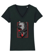Lup Roșu Tricou mânecă scurtă guler V Damă Evoker