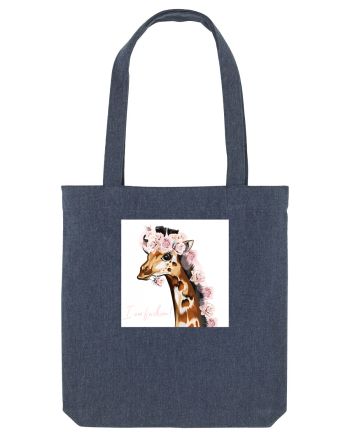 Giraffe with Roses Midnight Blue