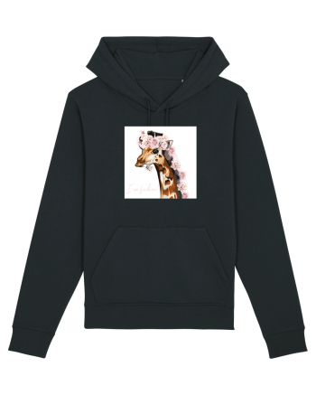 Giraffe with Roses Black