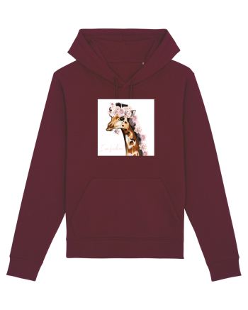 Giraffe with Roses Burgundy