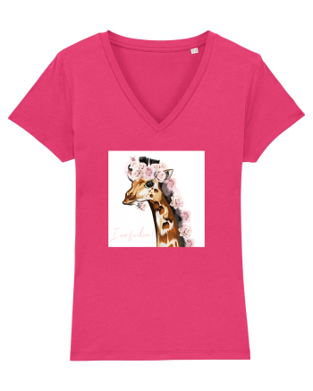 Giraffe with Roses Raspberry