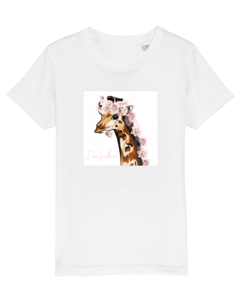 Giraffe with Roses White