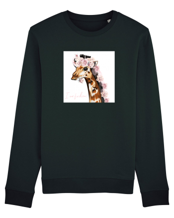 Giraffe with Roses Black