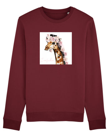 Giraffe with Roses Burgundy