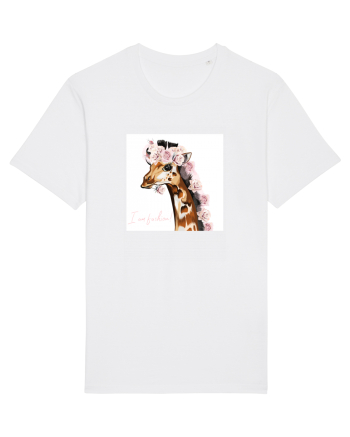 Giraffe with Roses White