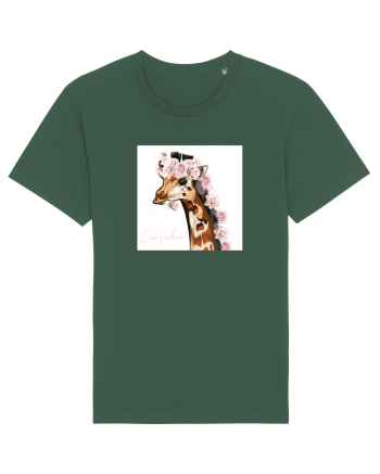 Giraffe with Roses Bottle Green