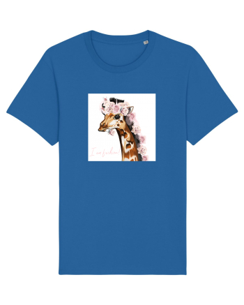 Giraffe with Roses Royal Blue