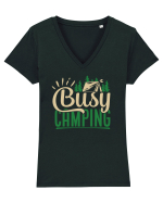 Busy camping Tricou mânecă scurtă guler V Damă Evoker