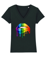 LGBT Lips Tricou mânecă scurtă guler V Damă Evoker