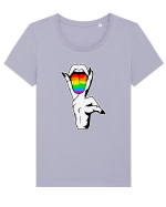 LGBT Mouth Tricou mânecă scurtă guler larg fitted Damă Expresser