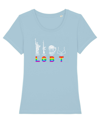 Liberty, Guns, Beer, Tits Sky Blue