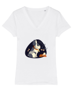Oh La La French Bulldog Tricou mânecă scurtă guler V Damă Evoker