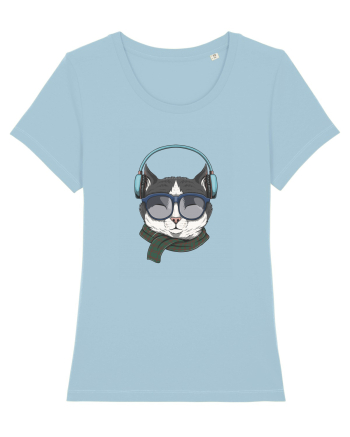 Cat Music Sky Blue