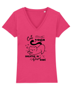 Cat Yoga Tricou mânecă scurtă guler V Damă Evoker