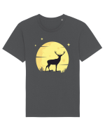 Cerb la Lună Galbenă Tricou mânecă scurtă Unisex Rocker
