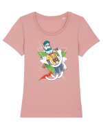 Hipster Cartoon Tricou mânecă scurtă guler larg fitted Damă Expresser