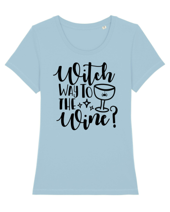 Witch way to the wine Halloween Sky Blue
