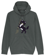 Pisica Neagra Halloween 6 Hanorac cu fermoar Unisex Connector
