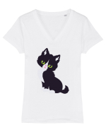 Pisica Neagra Halloween 7 Tricou mânecă scurtă guler V Damă Evoker