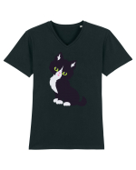 Pisica Neagra Halloween 7 Tricou mânecă scurtă guler V Bărbat Presenter