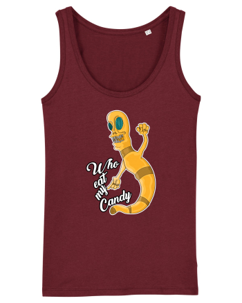 Worm asking who eat his candy Burgundy