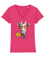 Girafă Hipster Tricou mânecă scurtă guler V Damă Evoker