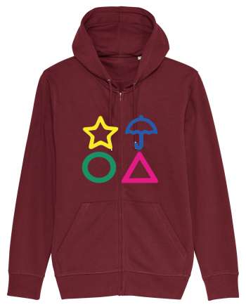 Circle Triangle Star and Umbrella Squid Game Burgundy