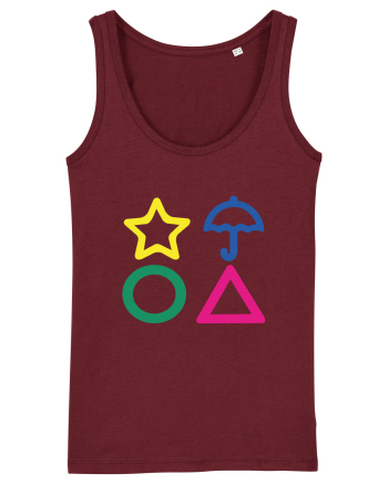 Circle Triangle Star and Umbrella Squid Game Burgundy