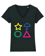 Circle Triangle Star and Umbrella Squid Game Tricou mânecă scurtă guler V Damă Evoker