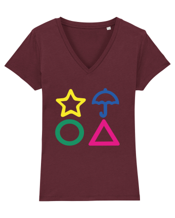 Circle Triangle Star and Umbrella Squid Game Burgundy