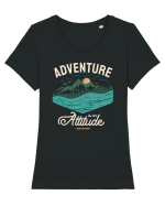 Adventure is an attitude - culori inchise Tricou mânecă scurtă guler larg fitted Damă Expresser