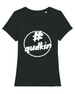Qudkin Vintage Logo pentru fani Tricou mânecă scurtă guler larg fitted Damă Expresser