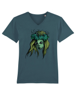 Green Beauty Girl Face Tricou mânecă scurtă guler V Bărbat Presenter