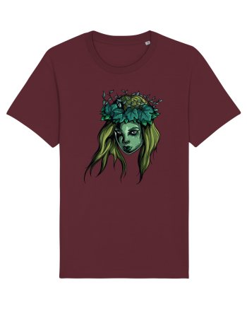 Green Beauty Girl Face Burgundy