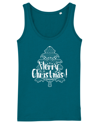 Merry Christmas Tree White Embroidery Ocean Depth