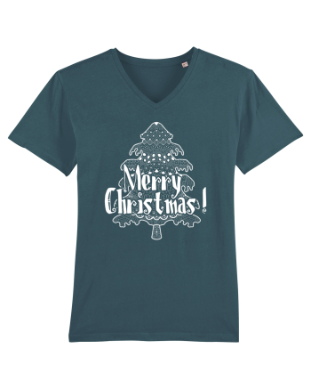 Merry Christmas Tree White Embroidery Stargazer