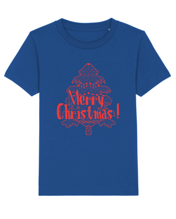 Merry Christmas Tree Red Embroidery Majorelle Blue