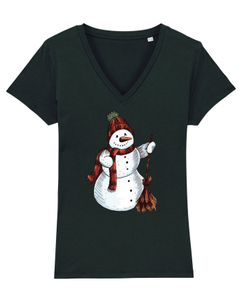 Retro Funny Snowman Black