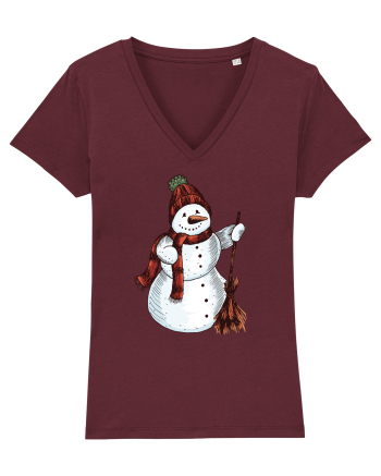 Retro Funny Snowman Burgundy