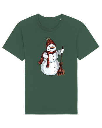 Retro Funny Snowman Bottle Green