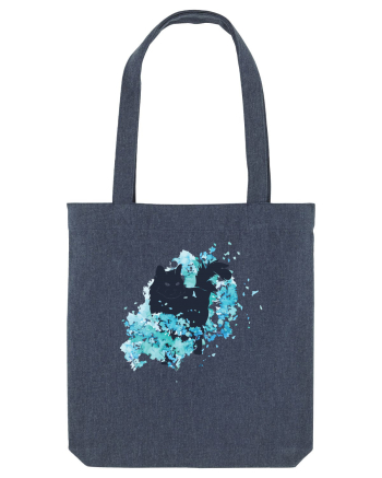 Watercolor Black Cat Midnight Blue
