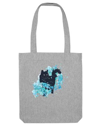 Watercolor Black Cat Heather Grey