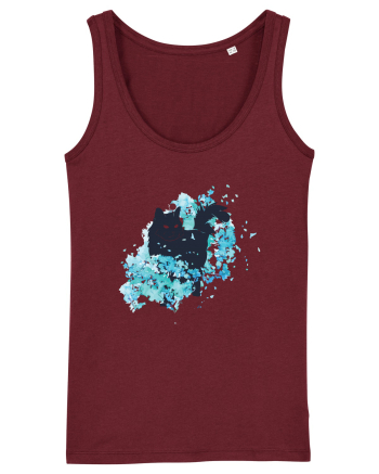 Watercolor Black Cat Burgundy