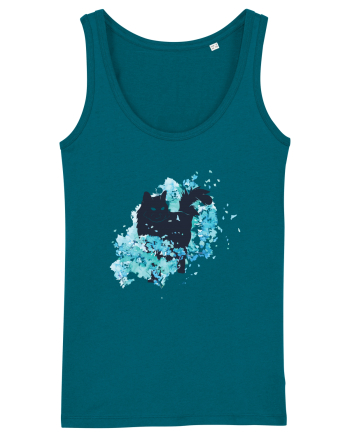 Watercolor Black Cat Ocean Depth