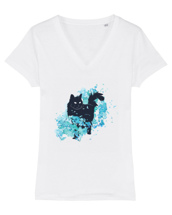Watercolor Black Cat White